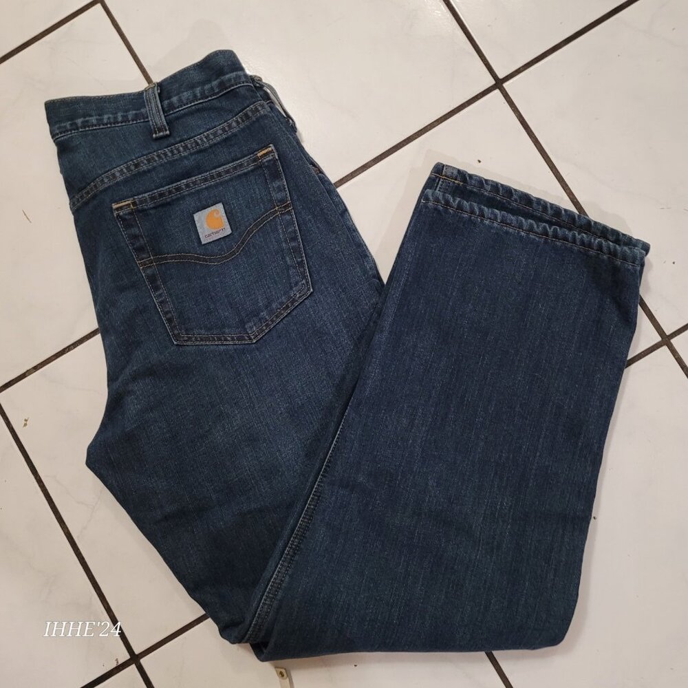 Carhartt Mens Relaxed Fit Jeans 36x30 Blue Denim Built-In Warm - Picture 8 of 12